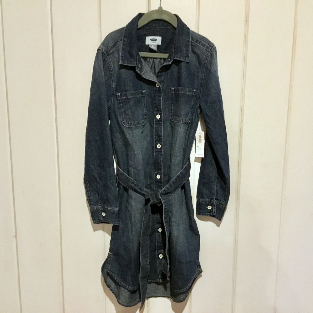 Old Navy denim tie-belt shirt dress